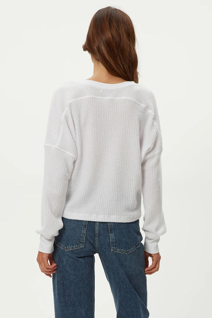 SALMA LONG SLEEVE V-NECK IN WHITE BACK VIEW