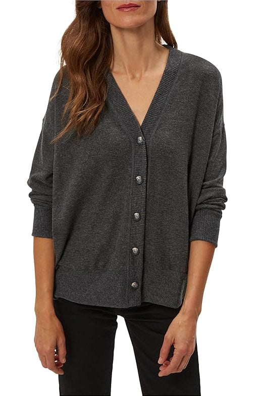 SYLVIA OVERSIZED CARDIGAN IN CHARCOAL FRONT VIEW