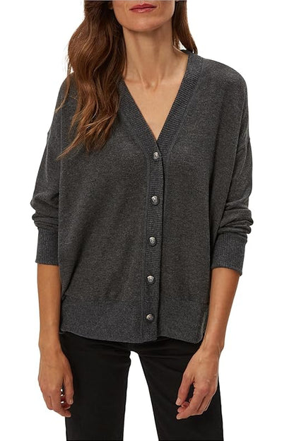 SYLVIA OVERSIZED CARDIGAN IN CHARCOAL FRONT VIEW