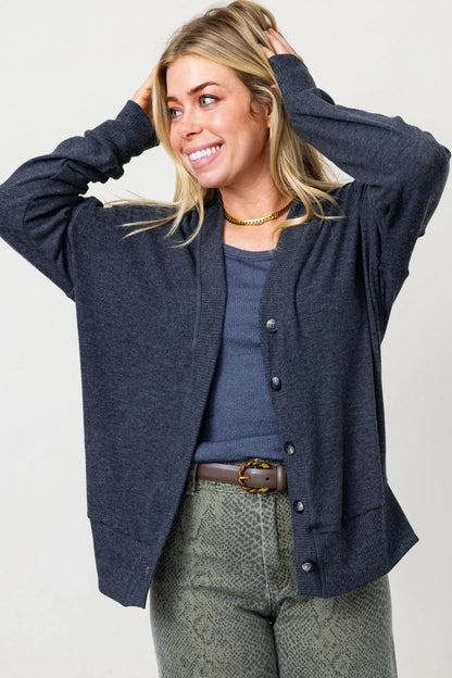 SYLVIA OVERSIZED CARDIGAN IN NOCTURNAL FRONT VIEW