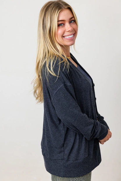 SYLVIA OVERSIZED CARDIGAN IN NOCTURNAL SIDE VIEW