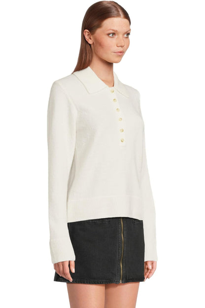 MARGIE POLO SWEATER IN IVORY SIDE VIEW 