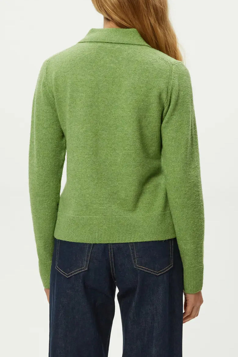 MARGIE POLO SWEATER IN SPEARMINT BACK VIEW