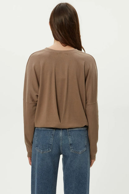 KALEY CREW NECK TEE IN COBBLESTONE BACK VIEW