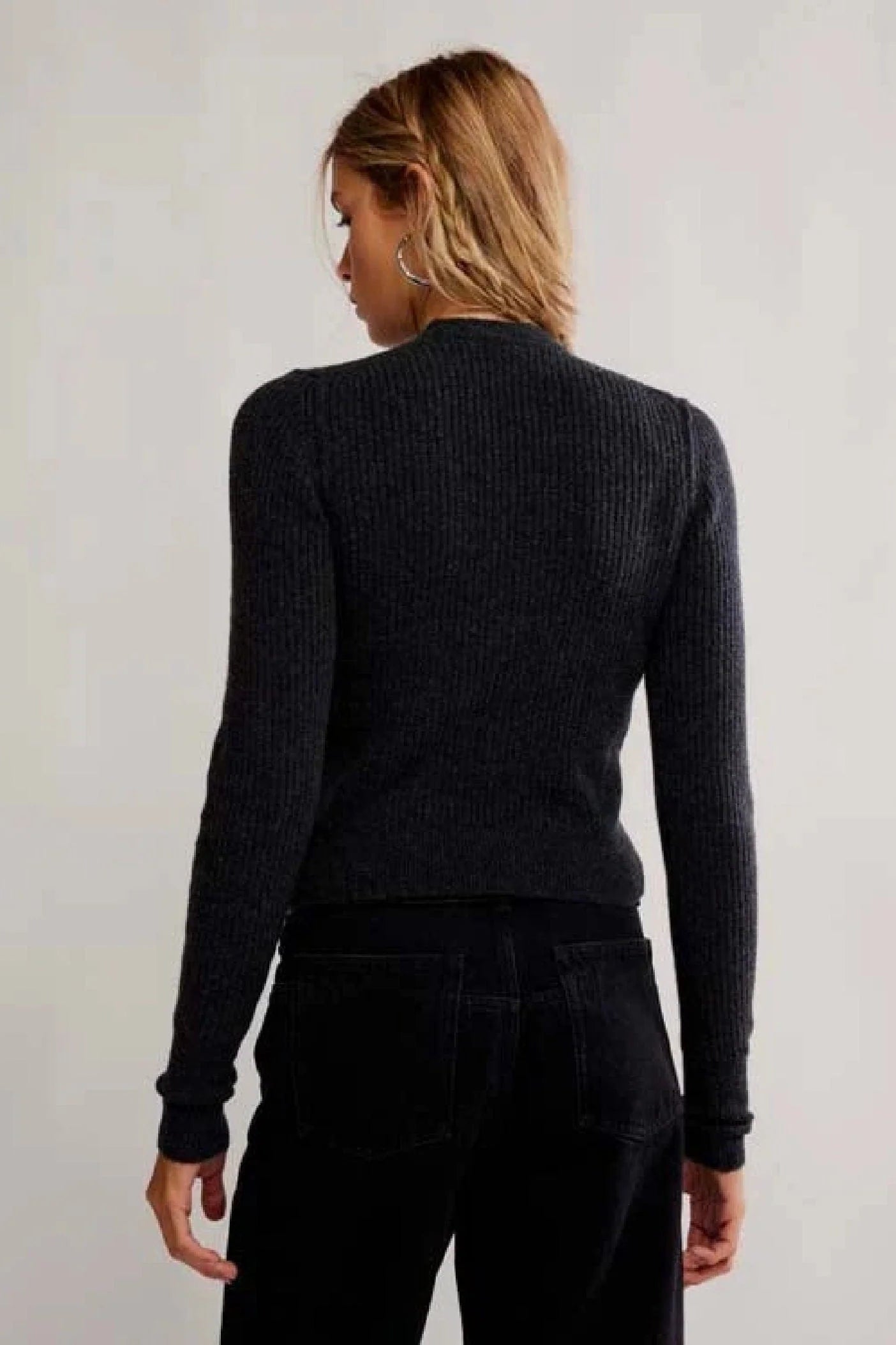 EVEN AFTER PULLOVER IN CHARCOAL BACK VIEW