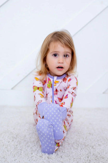 CONVERTIBLE COVERALL IN VINTAGE BUTTERFLIES FRONT VIEW