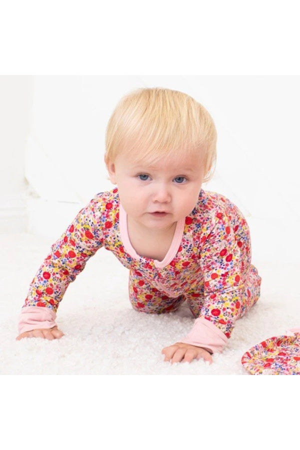 CONVERTIBLE COVERALL IN FLORAL PINK FRONT VIEW