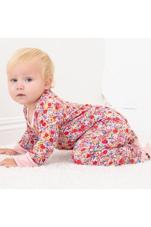 CONVERTIBLE COVERALL IN FLORAL PINK SIDE VIEW