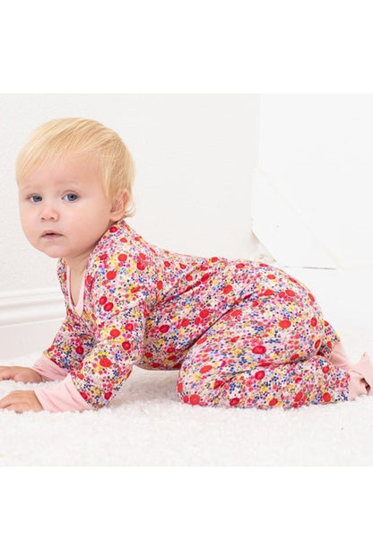 CONVERTIBLE COVERALL IN FLORAL PINK SIDE VIEW