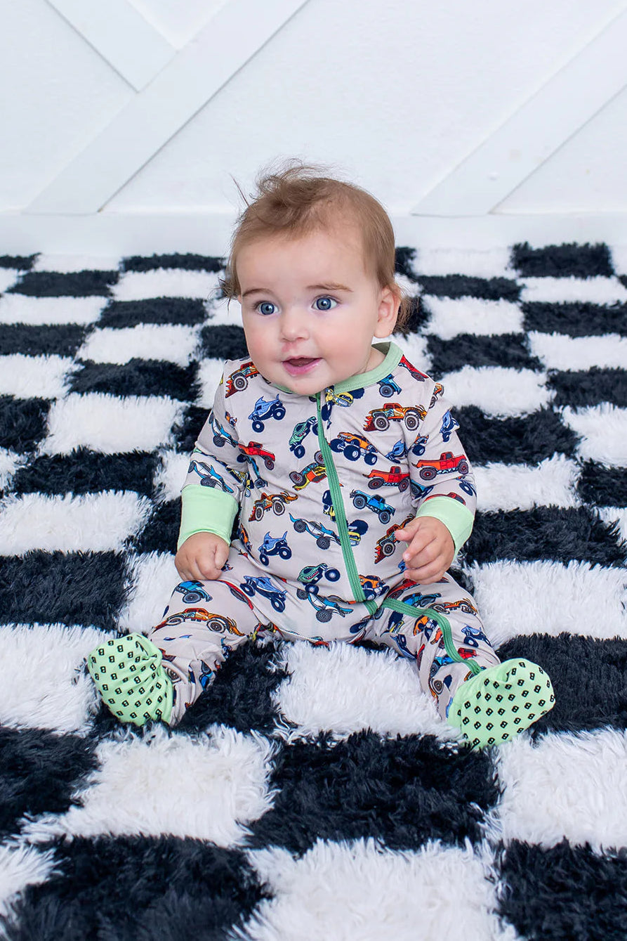 CONVERTIBLE COVERALL IN MONSTER TRUCKS FRONT VIEW