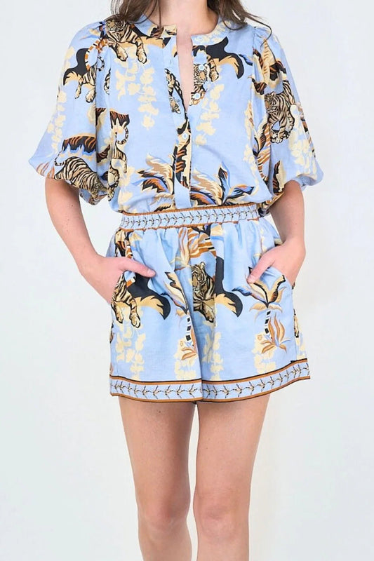 Bali Tiger Short in light blue front view