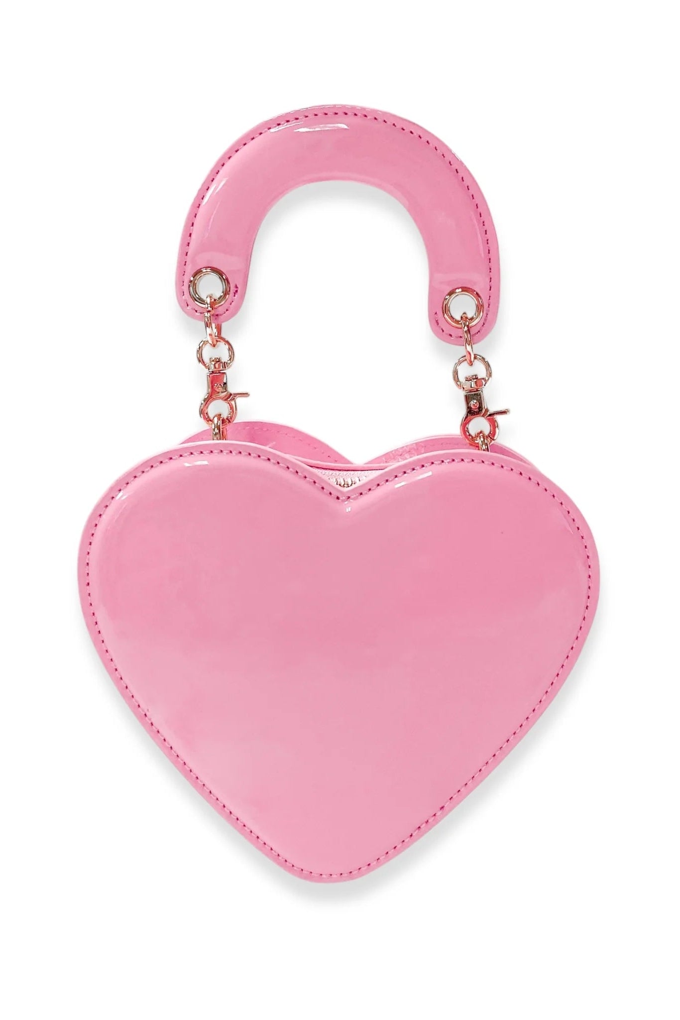 Heart patent leather purse in pink