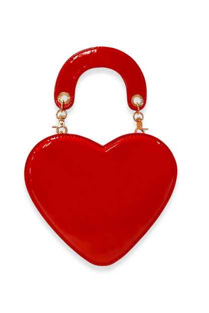 Heart patent leather purse in red