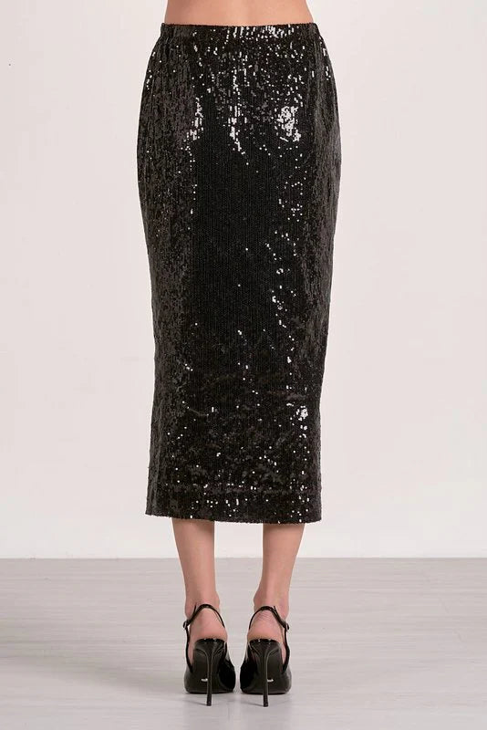 MAXI SKIRT IN BLACK BACK VIEW