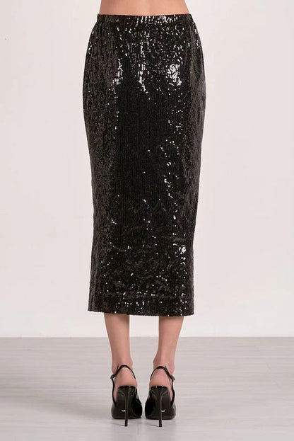 MAXI SKIRT IN BLACK BACK VIEW