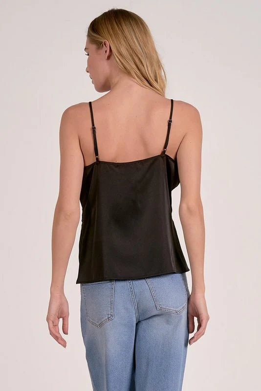 CAMI LACE TOP IN BLACK BACK VIEW