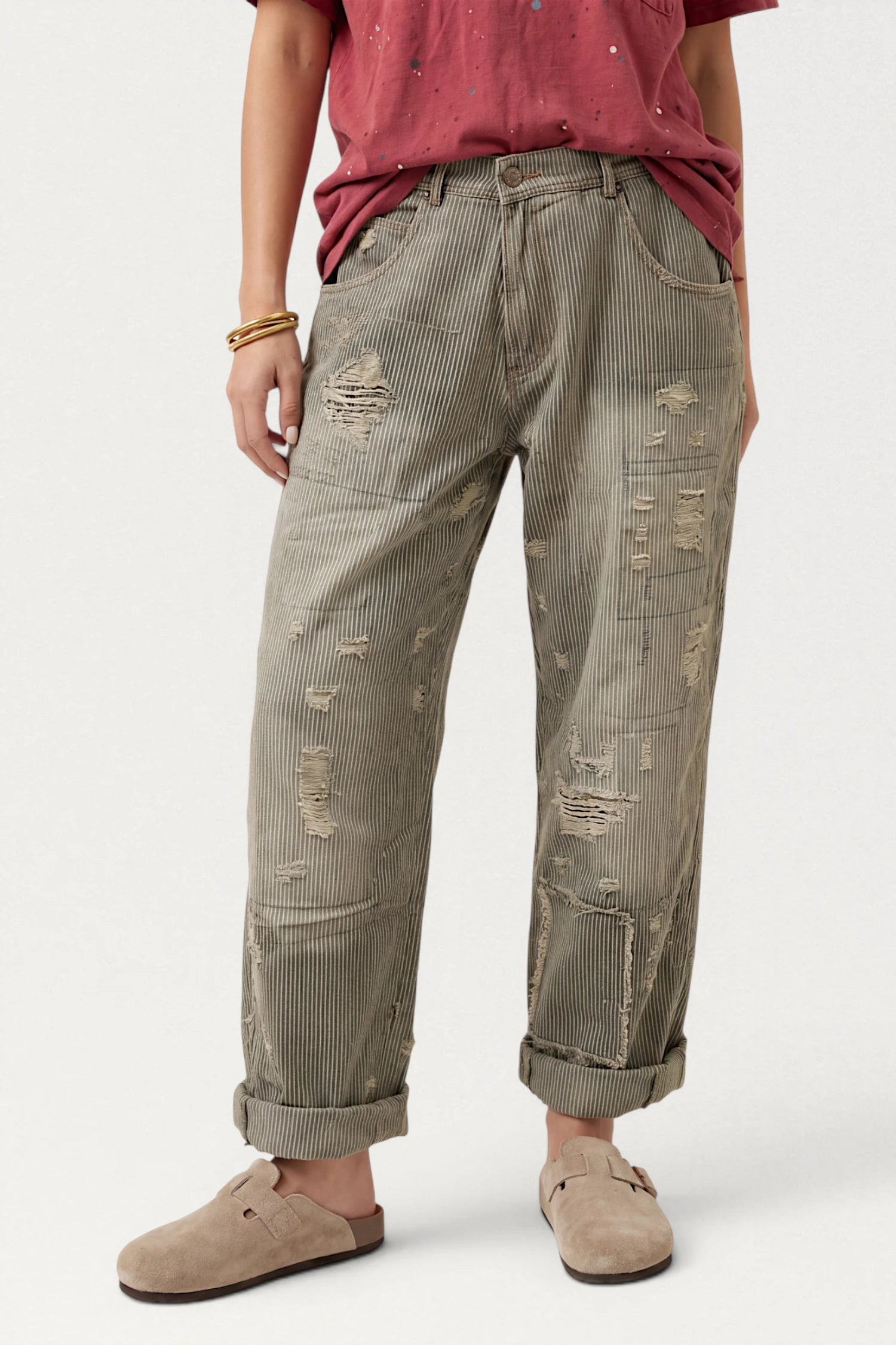 peace & love jeans in midnight railroad front view
