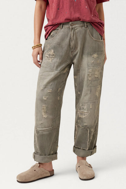 peace & love jeans in midnight railroad front view