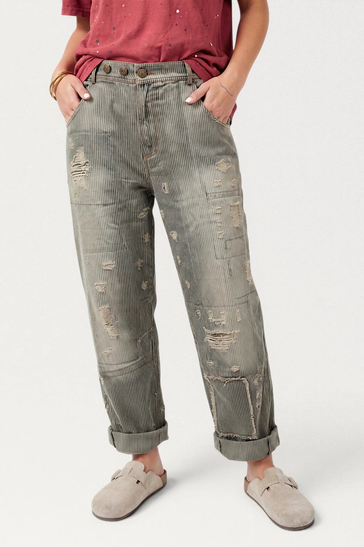 peace & love jeans in midnight railroad front view 