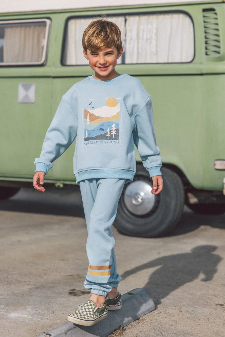 WYATT SCENIC JOGGER w/ TOP IN BLUE FRONT VIEW