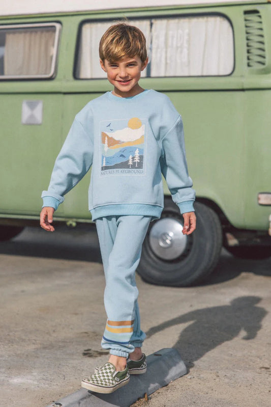 WYATT SCENIC JOGGER w/ TOP IN BLUE FRONT VIEW