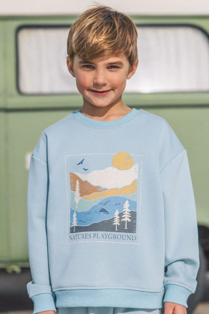 WYATT SCENIC TOP IN BLUE FRONT VIEW