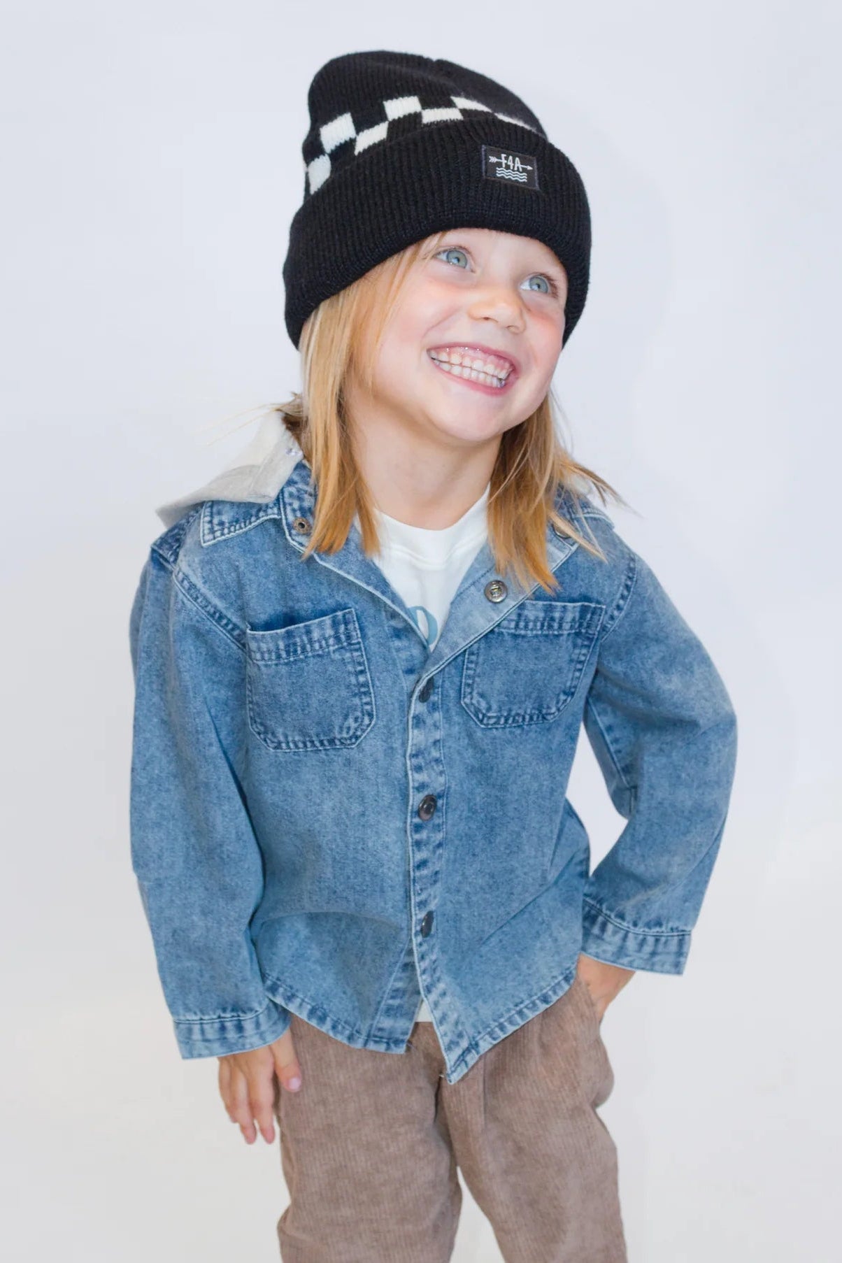 ETHAN DENIM SHACKET IN WASHED INDIGO FRONT VIEW