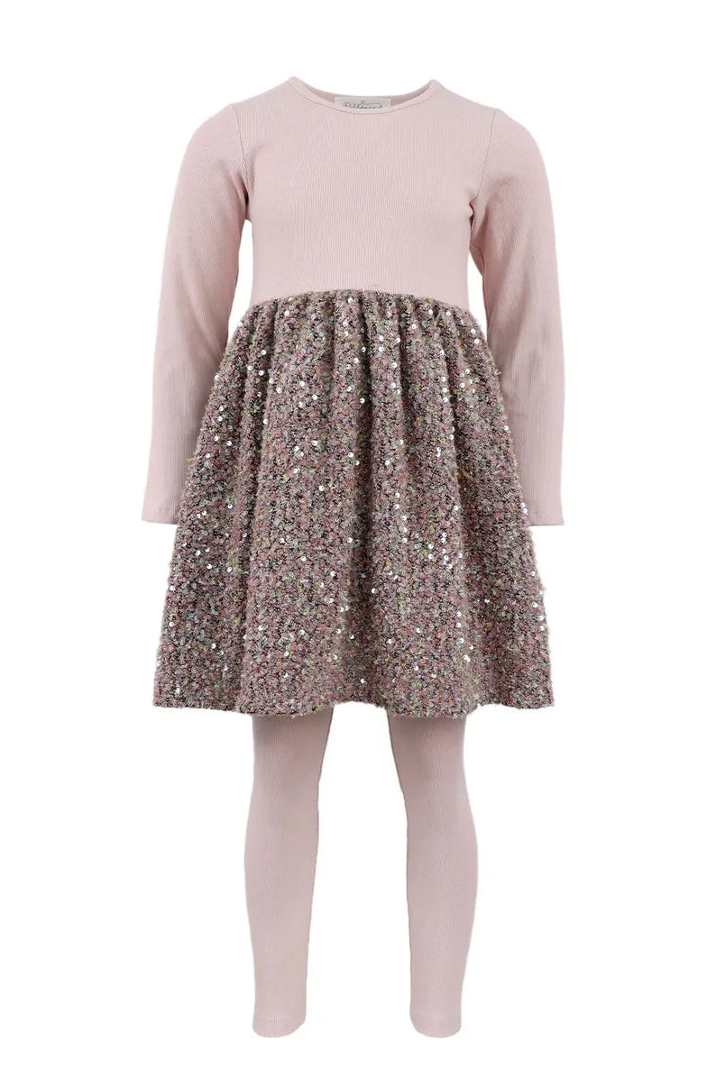 DRESS & LEGGING SET IN ROSE FRONT VIEW