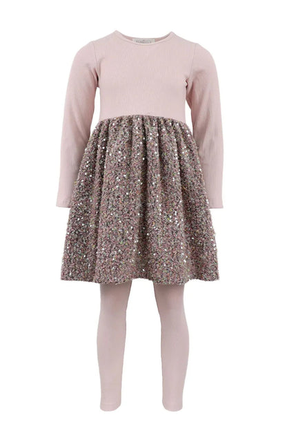 DRESS & LEGGING SET IN ROSE FRONT VIEW