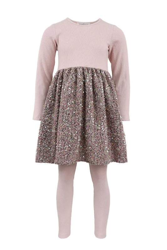 DRESS & LEGGING SET IN ROSE FRONT VIEW