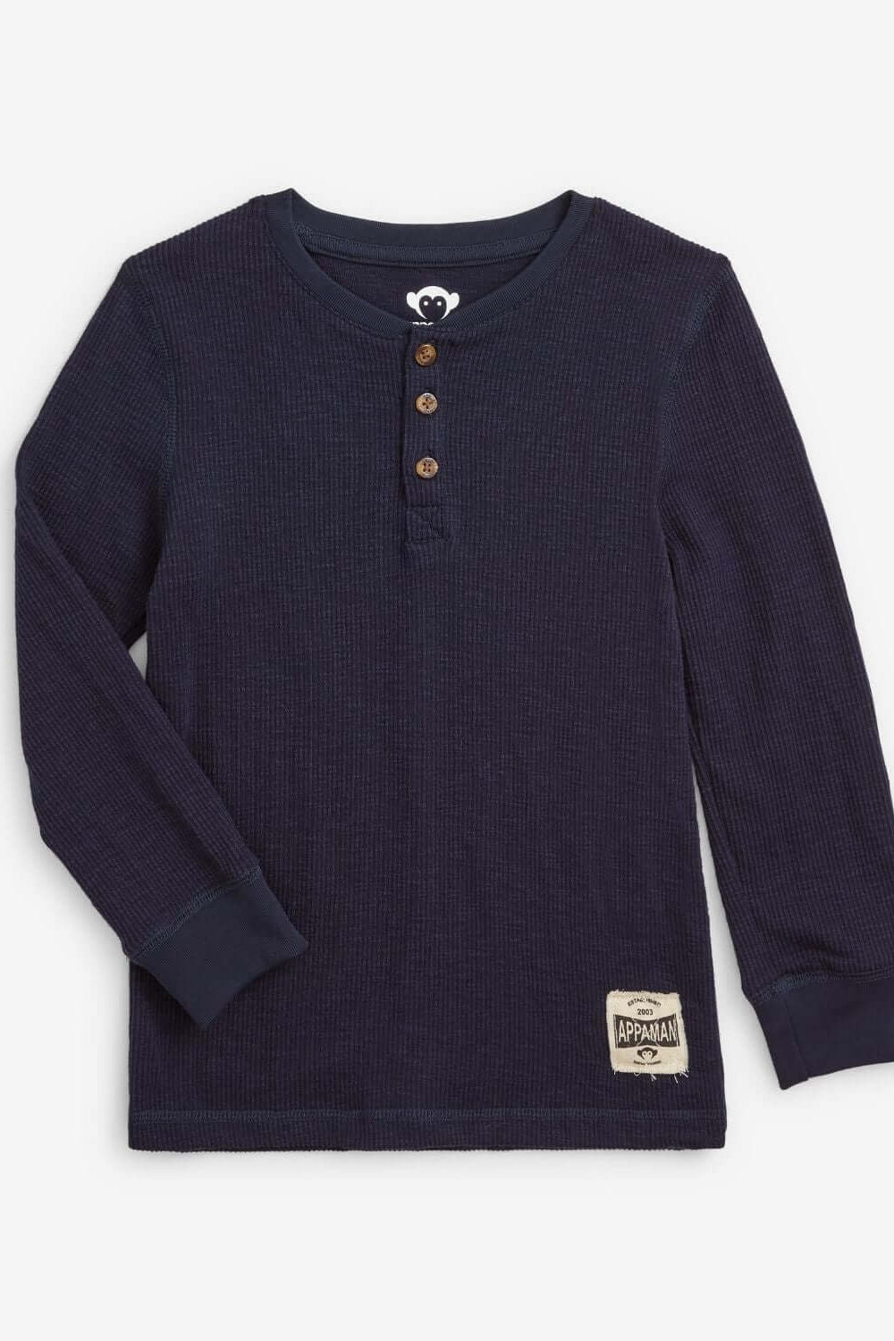 CRAFTSMAN THERMAL HENLEY IN NAVY BLUE FRONT VIEW
