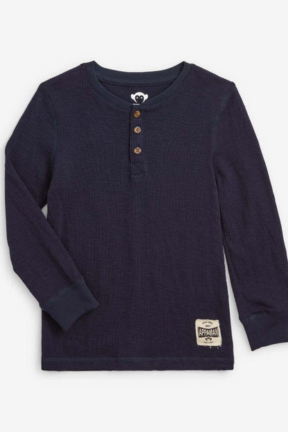 CRAFTSMAN THERMAL HENLEY IN NAVY BLUE FRONT VIEW