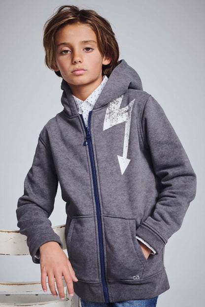 STRIVER HOODIE IN WASHED GREY FRONT VIEW