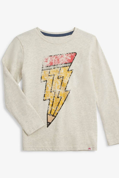 GRAPHIC LONG SLEEVE TEE IN CLOUD HEATHER FRONT VIEW