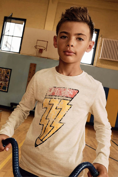 GRAPHIC LONG SLEEVE TEE IN CLOUD HEATHER FRONT VIEW