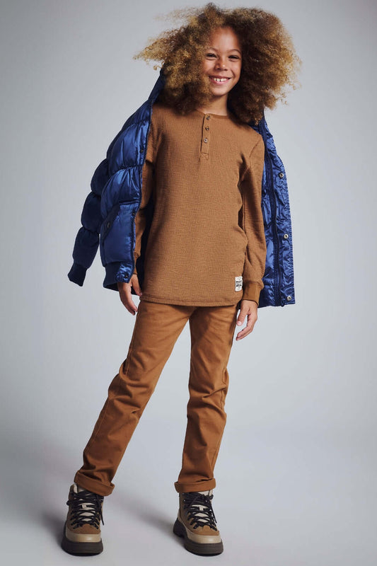 COMMUTER TWILL PANT IN BRITISH KHAKI FRONT VIEW