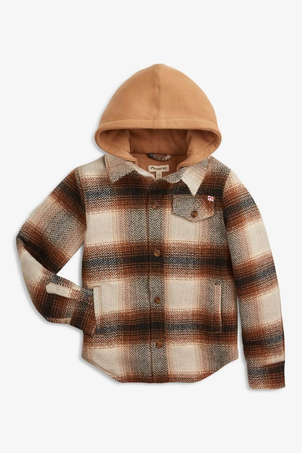 GLEN HOODED SHIRT IN LUMBER PLAID FRONT VIEW
