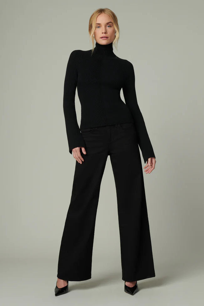 LOU LOU LOW RISE WIDE LEG IN BLACK FRONT VIEW