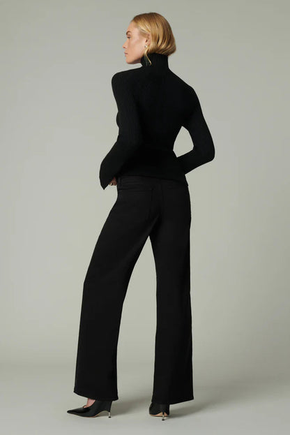 LOU LOU LOW RISE WIDE LEG IN BLACK BACK VIEW