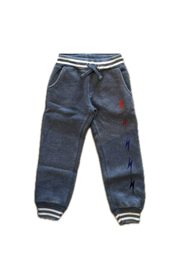 LIGHTNING BOLTS STRIPE JOGGER IN MOUNTAIN BLUE FRONT VIEW