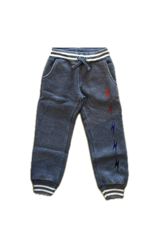LIGHTNING BOLTS STRIPE JOGGER IN MOUNTAIN BLUE FRONT VIEW
