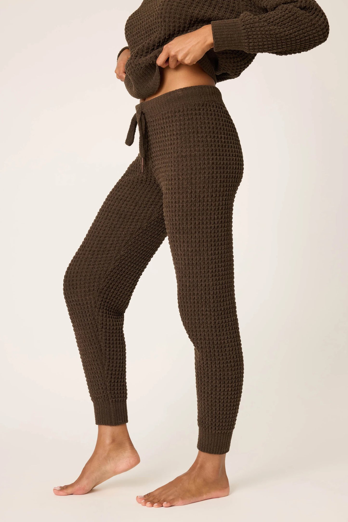 WAFFLE CHENILLE COZY PANT IN CHOCOLATE SIDE VIEW