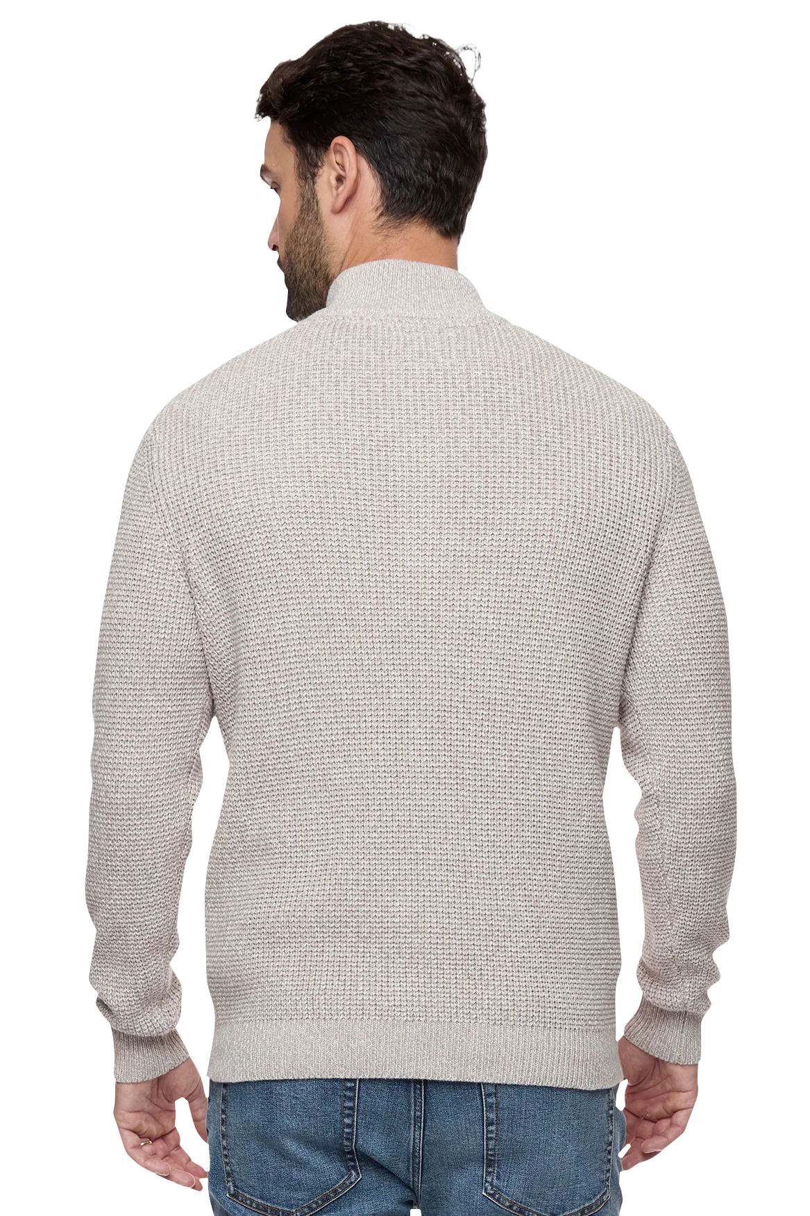 DENVER MOCK NECK SWEATER IN OATMEAL HEATHER FRONT VIEW