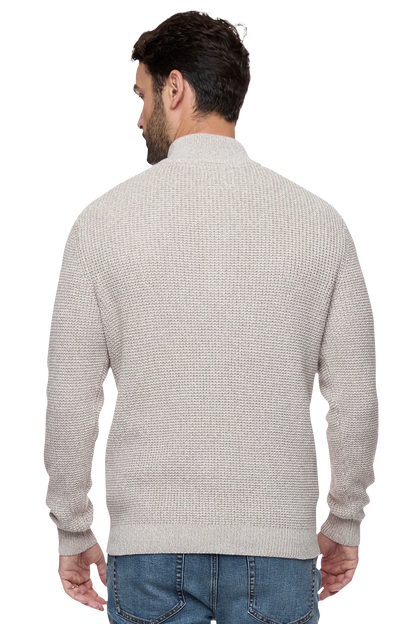 DENVER MOCK NECK SWEATER IN OATMEAL HEATHER FRONT VIEW