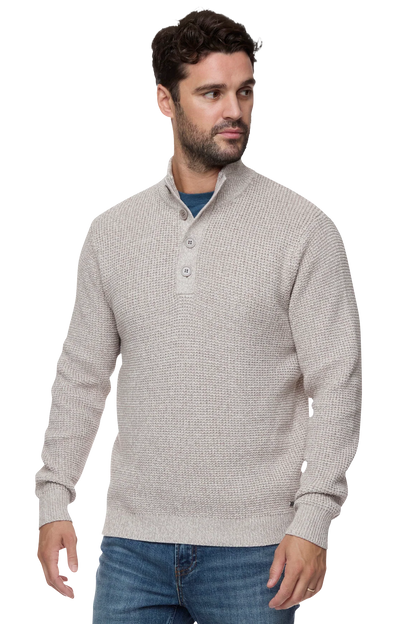 DENVER MOCK NECK SWEATER IN OATMEAL HEATHER FRONT VIEW