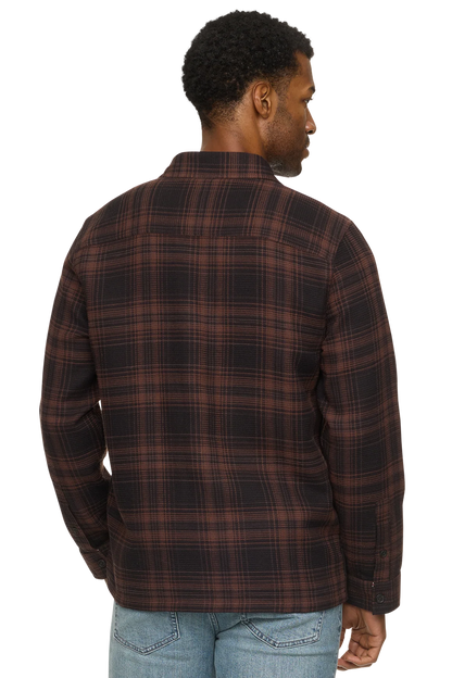 WEST CHESTER WAFFLE SHIRT JACKET IN BROWN/BLACK BACK VIEW