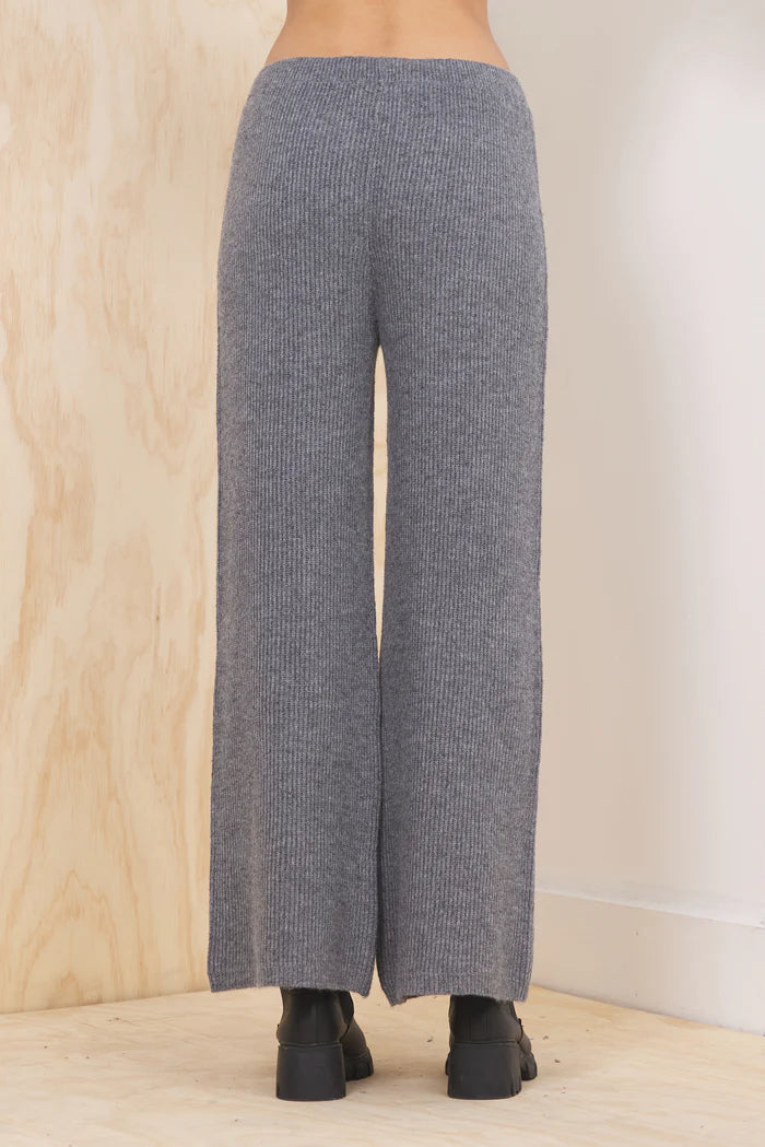 Sweater Terry Wide leg pant in heather gray back view