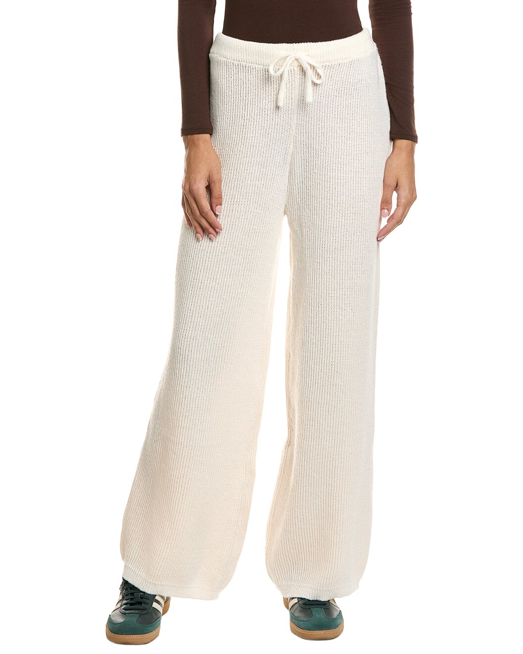 Sweater Terry Wide leg pant in ivory front view