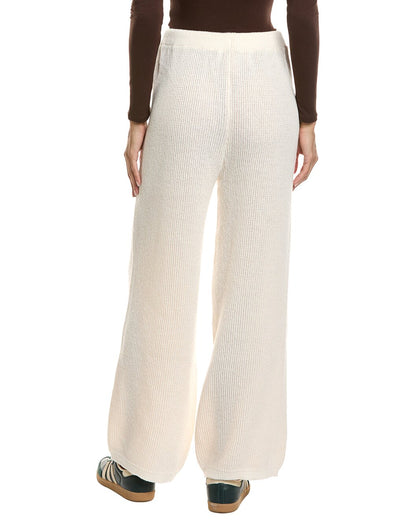 Sweater Terry Wide leg pant in ivory back view