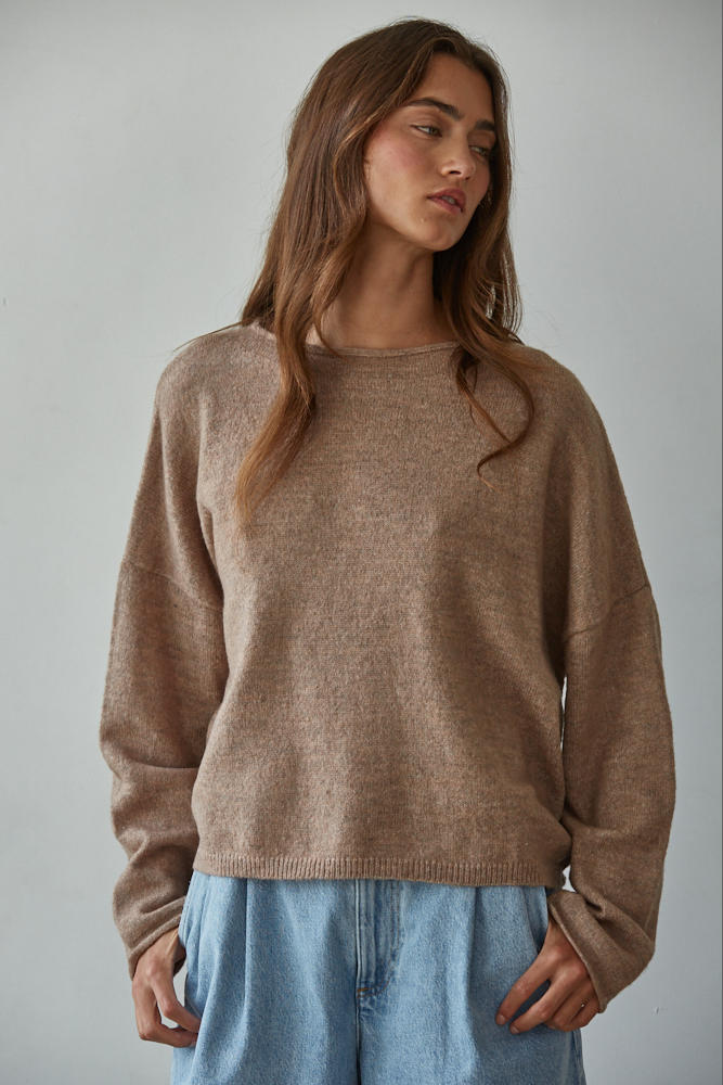 Easy days ahead sweater in mocha front view